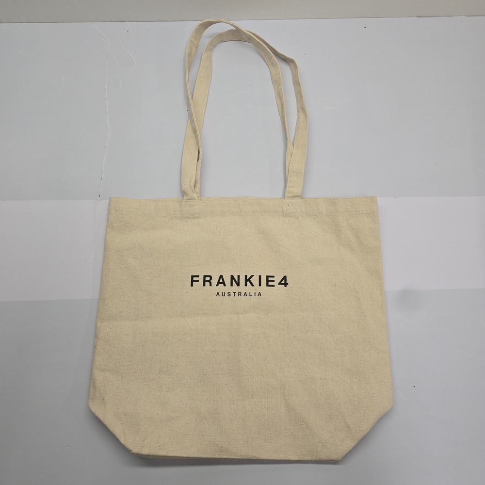 FRANKIE4 Australia Canvas Tote Bag Cream Black Logo Reusable Shopper Bag